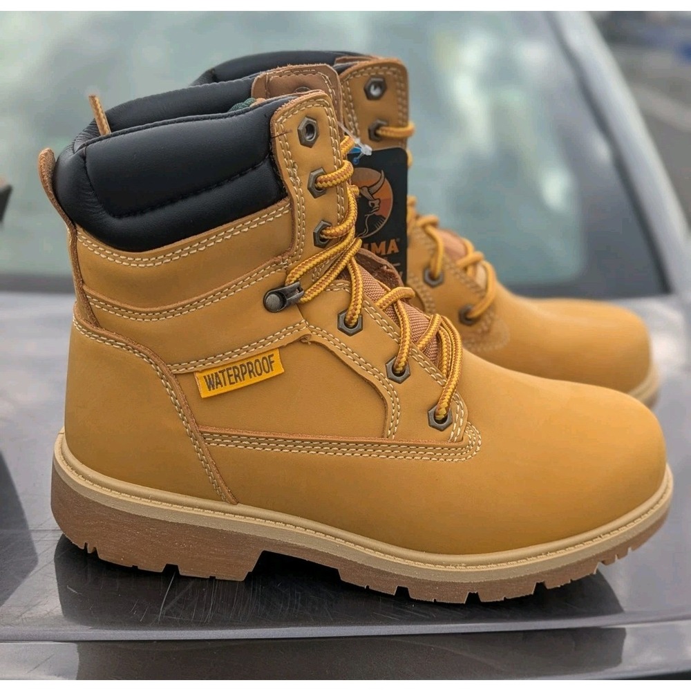 Waterproof Insulated Wheat Leather Work Boots Mens 8.5 XW Brahma Defender NIB